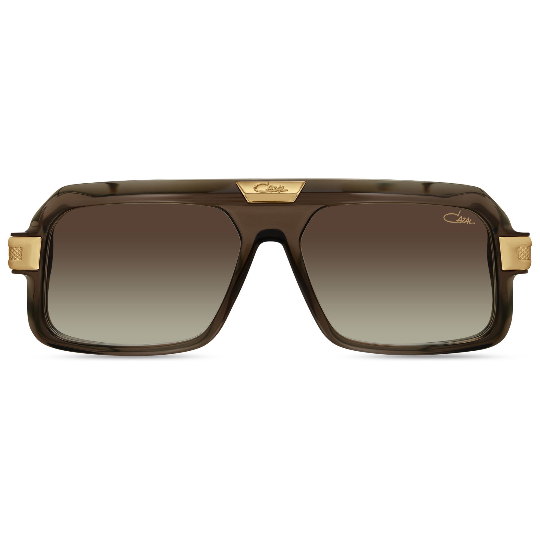 Cazal Men's 8039 Luxury Sunglasses - 24K Gold Plated Acetate Frames, Grey Glass Lenses, Geometric Shape